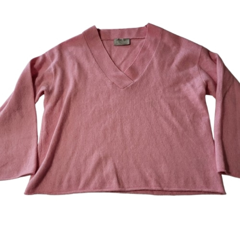 Everlane The Cozy Stretch‎ V Neck Sweater Pink Peony Long Sleeve Wool Blend M